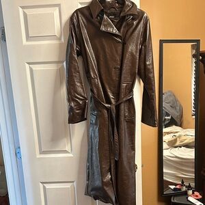 Oversized leather trench coat dark brown size 4